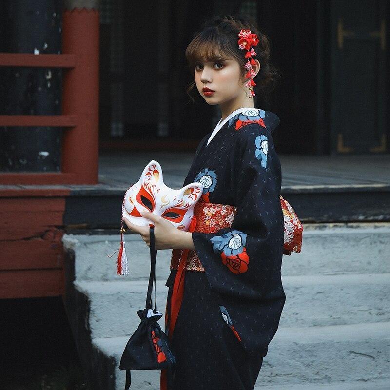 Black Floral Kimono For Women