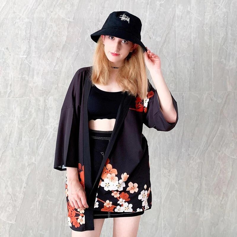 Women's black 2025 kimono jacket