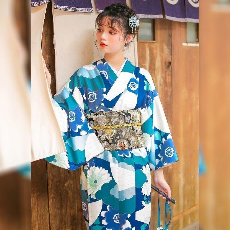 Blue And White Kimono For Women
