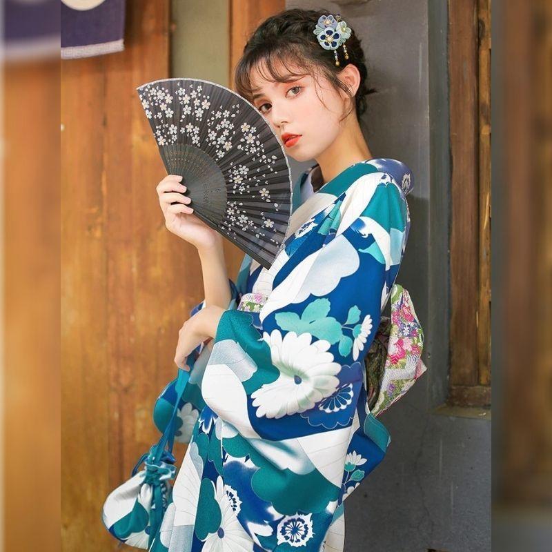 Blue And White Kimono For Women