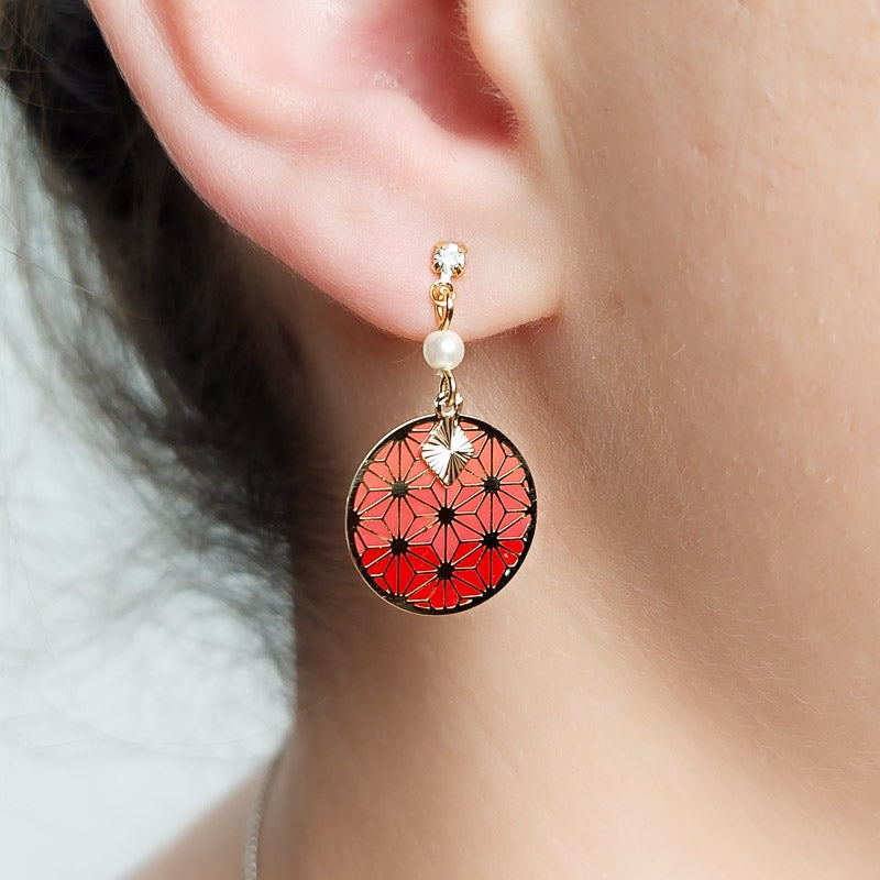 Red Asanoha Earrings