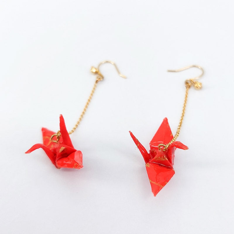 Red Crane Origami Earrings