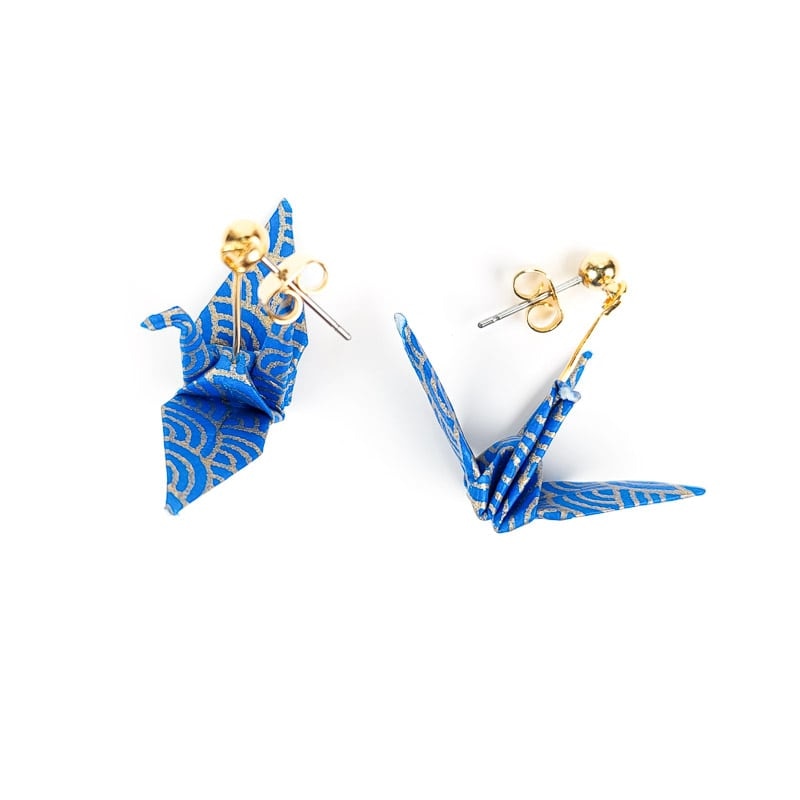 Blue Origami Earrings