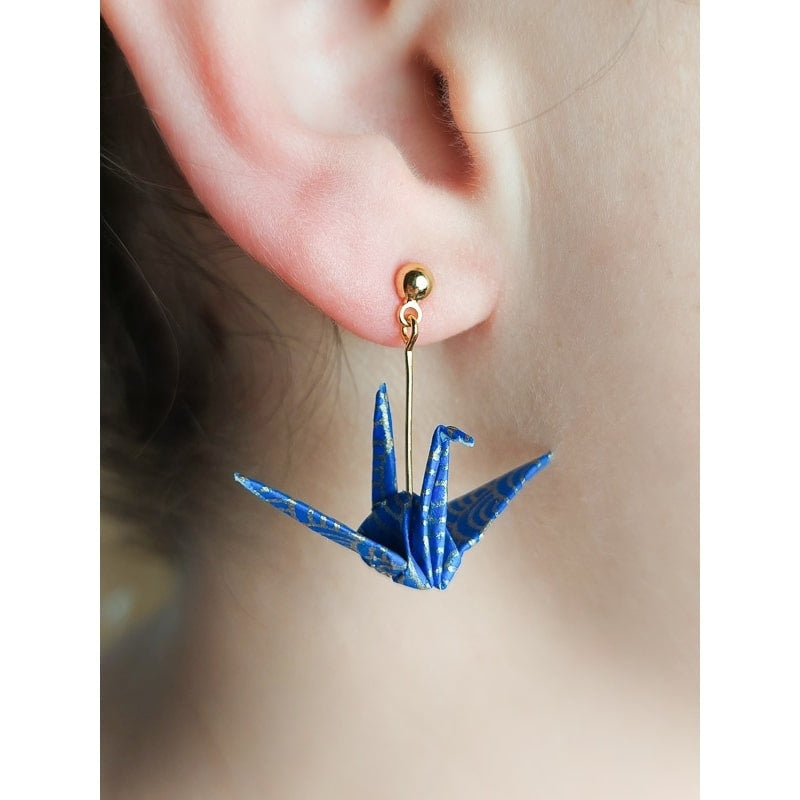 Blue Origami Earrings