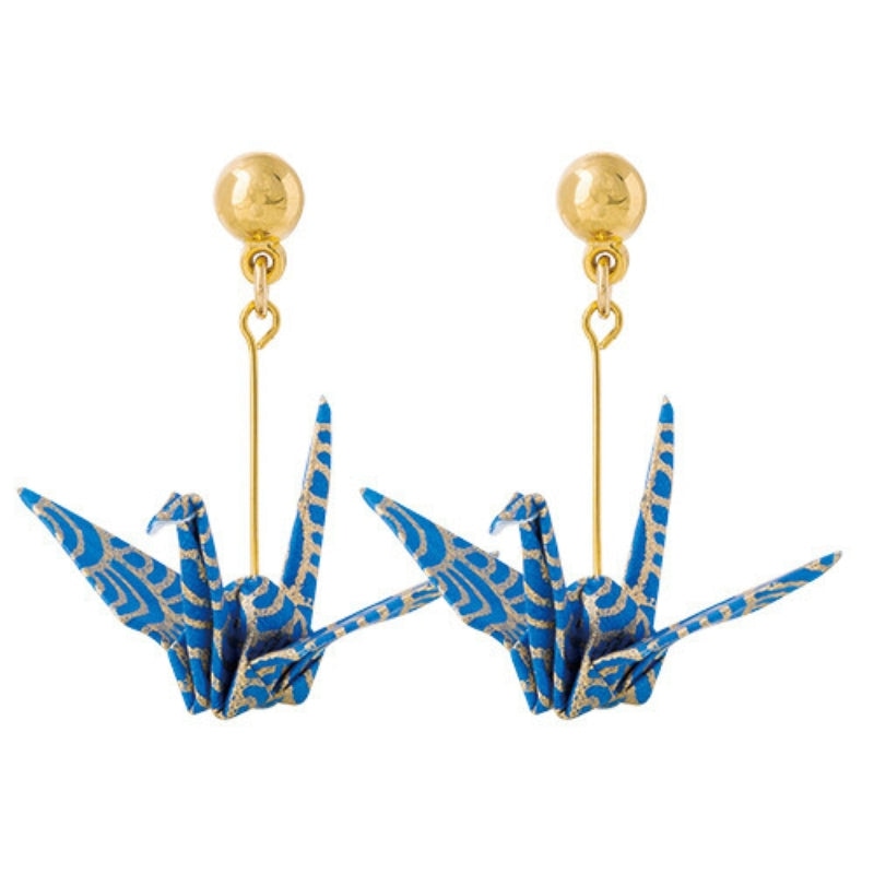 Origami Crane Japanese Bead Earrings - B, Artcraft by Art Of Hoshikage |  Artmajeur