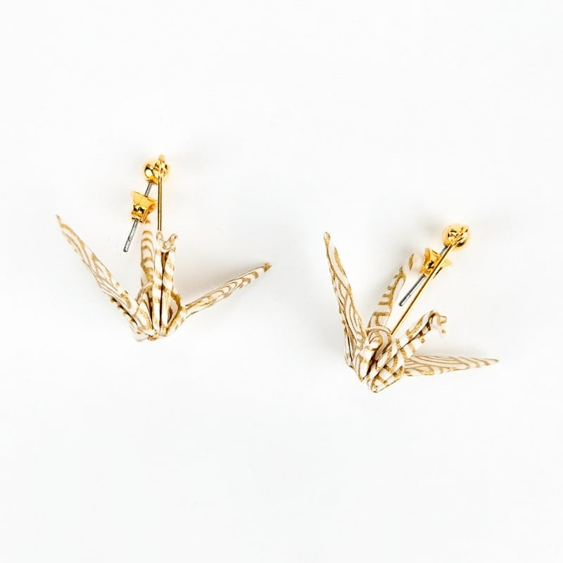 Gold Origami Crane Earrings