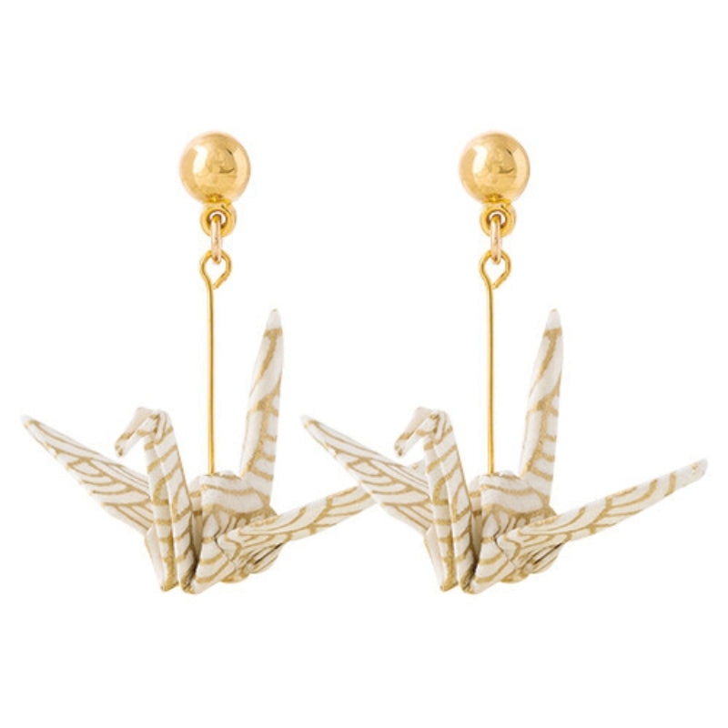 Gold Origami Crane Earrings