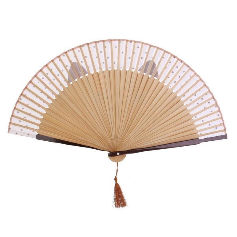 Cat Face Japanese Fan - Beige