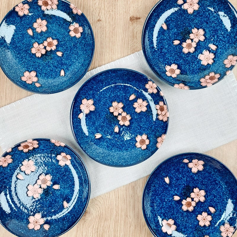 Set of 5 Japanese Plates - Sakura