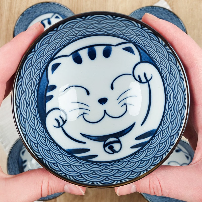 Set of 5 Maneki Neko Bowls