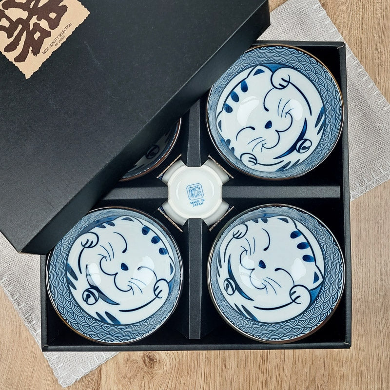 Set of 5 Maneki Neko Bowls