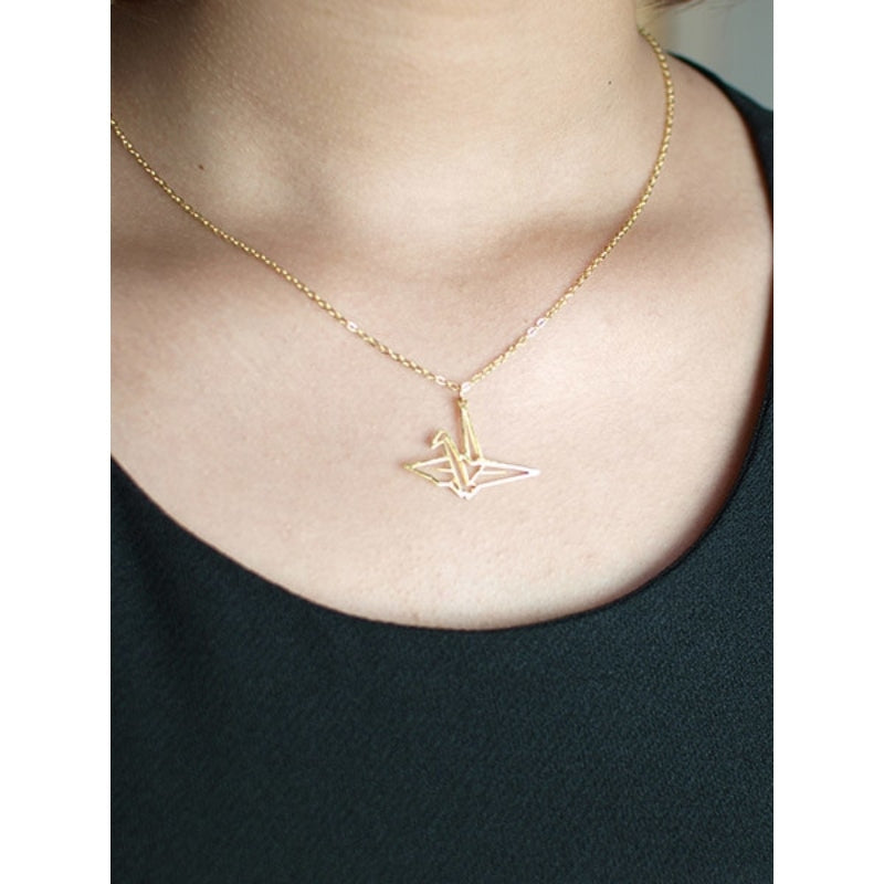 Gold Crane Necklace