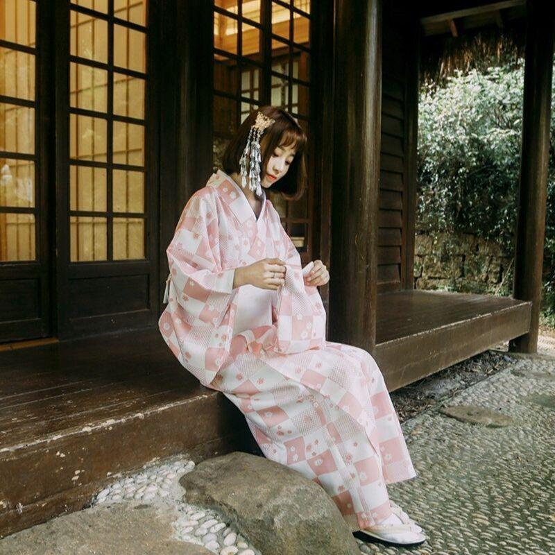 Cotton Kimono Women - Ichimatsu One Size