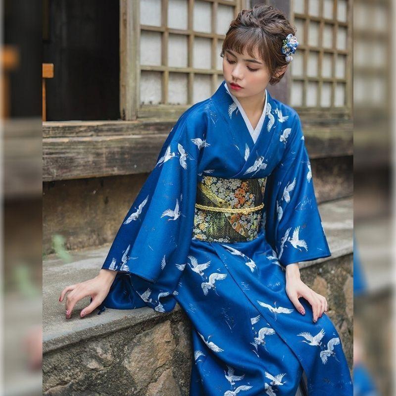 Crane Kimono Robe For Women