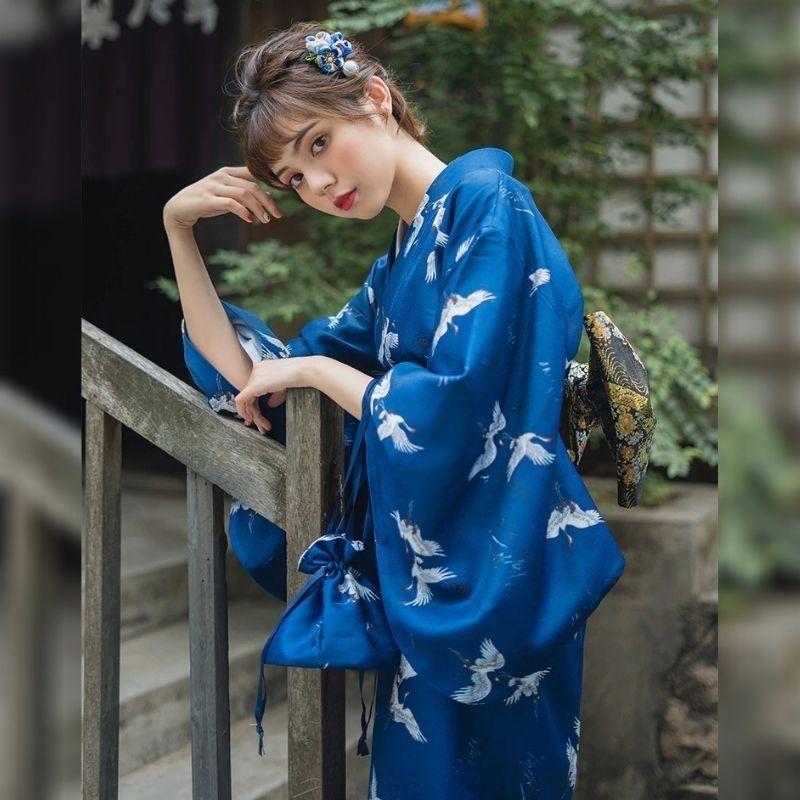 Crane Kimono Robe For Women