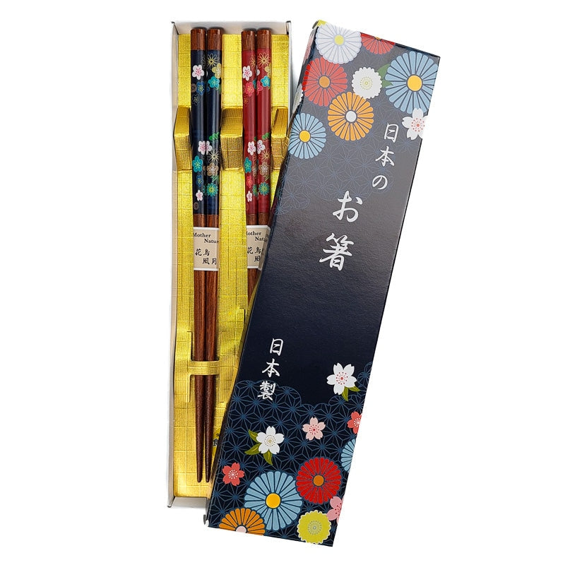 Flowered Japanese Chopsticks Set