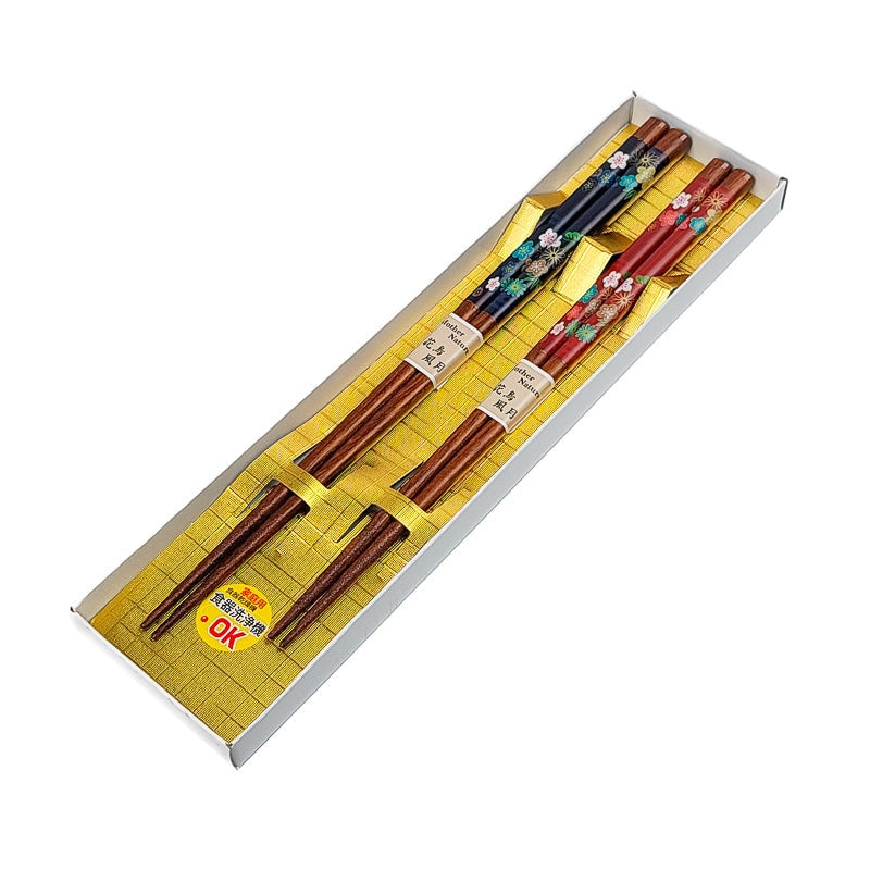 Flowered Japanese Chopsticks Set