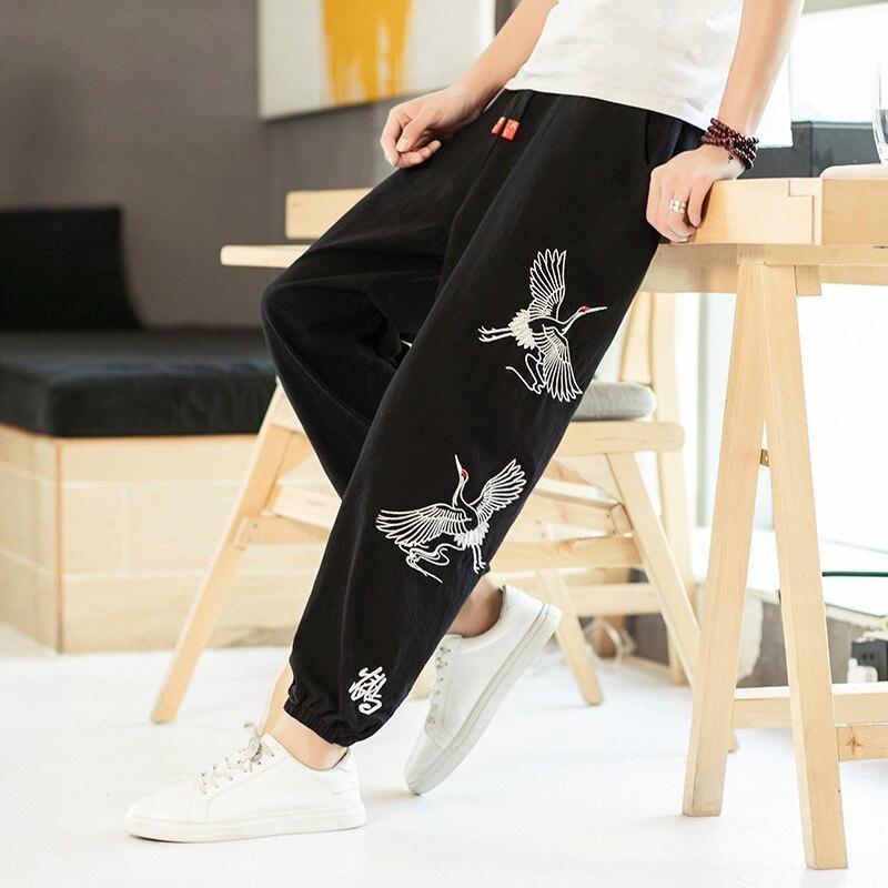 japanese baggy pants crane black m 414