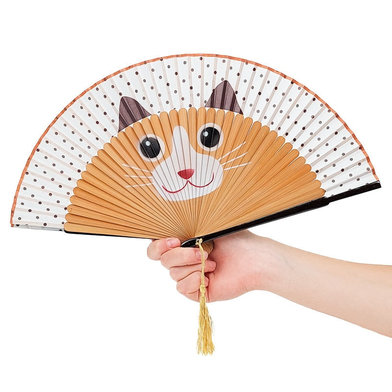 Japanese Cat Fan - Beige