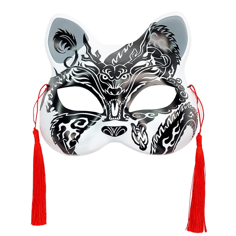 Japanese Cat Mask - Black and White