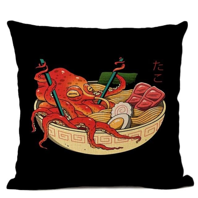 Japanese Cushion Cover - Octopus Ramen