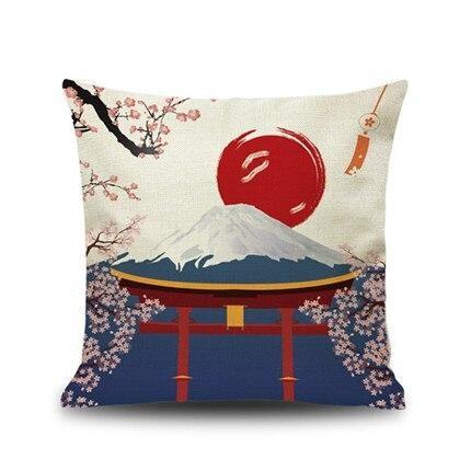 Japanese Cushion Cover - Torii & Mount Fuji