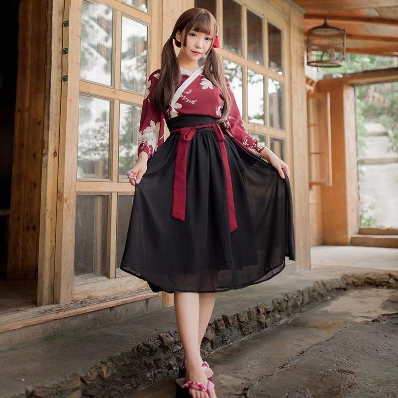 Japanese Kimono Short Dress For Women One Size