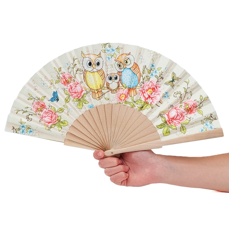 Japanese Owl Design Fan