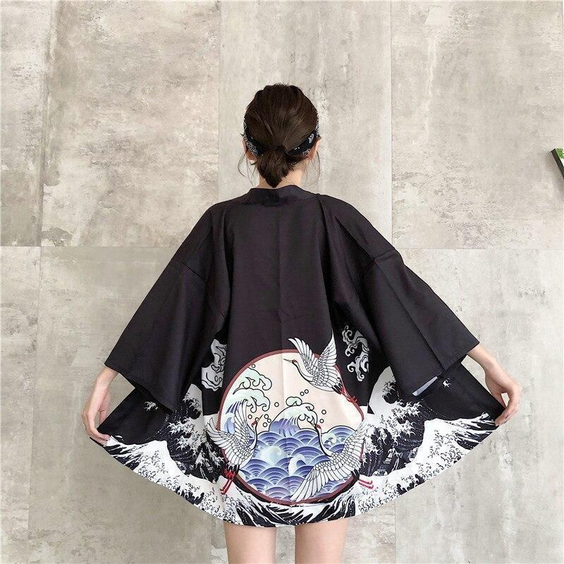 Japanese Printed Kimono Jacket For Women One Size