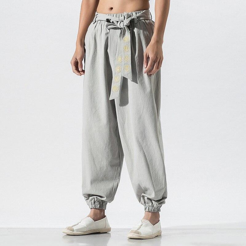 Japanese Streetwear Pants Light Grey / M