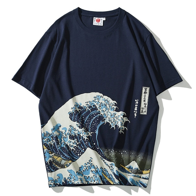 Japanese T-Shirt Wave Kanagawa Blue / M