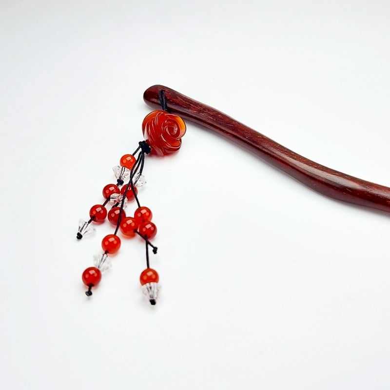 Wooden Kanzashi - Red Flower