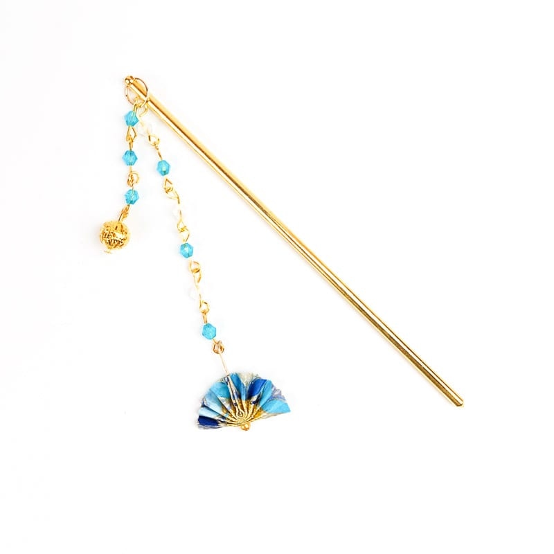 Japanese Hair Pin Stick - Blue Fan