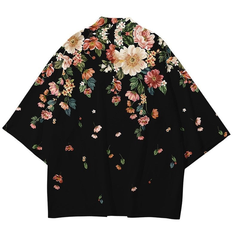 Buy Black Tie Dye Open Front Kimono Three-Quarter Sleeves | Love Shushi