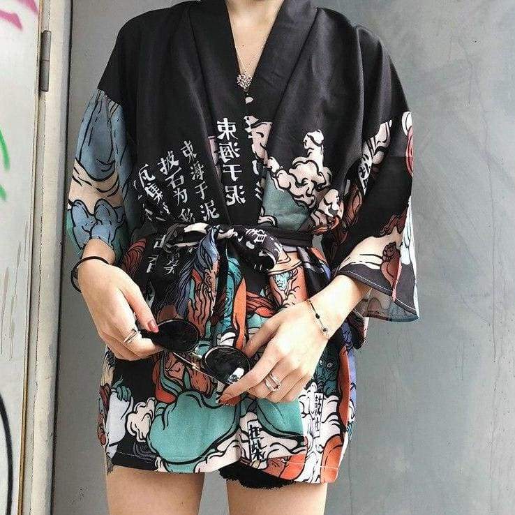 Kimono Jacket Womens Black / One Size
