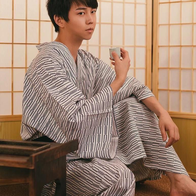 Kimono Men’s Fashion with Kusari pattern One Size