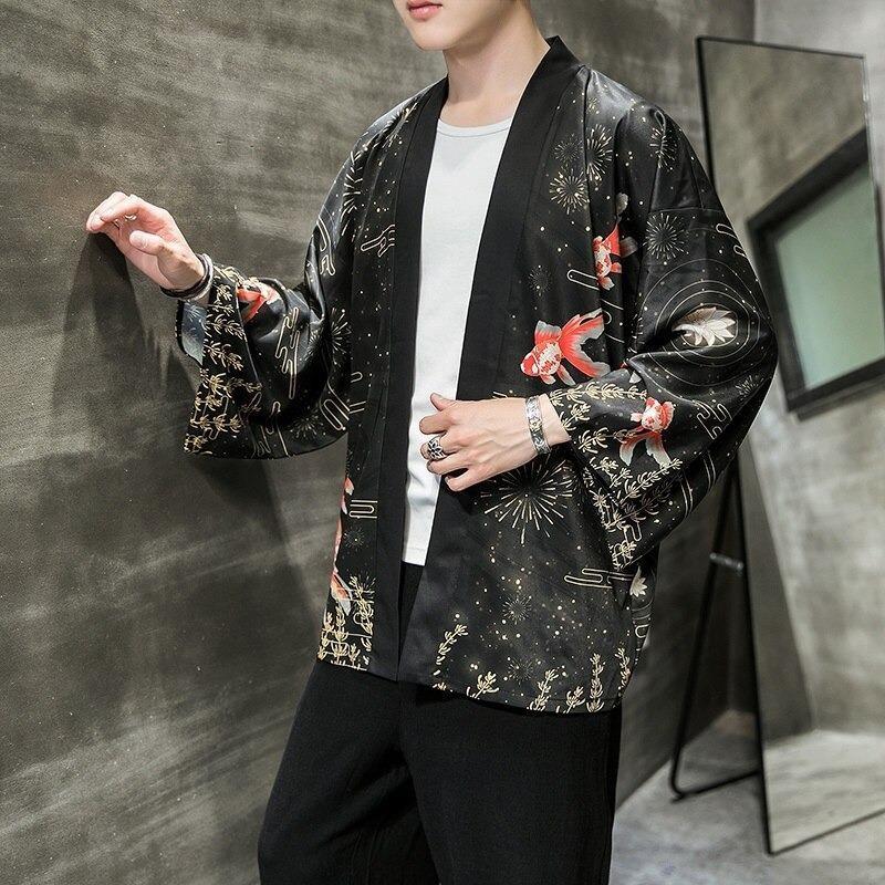 Men's Japanese Kimono Cardigan, Black Linen Cotton Haori Jacket, Streetwear  Loose Men Yukata Top, Unisex Japanese Clothing, Boyfriend Gift - Etsy