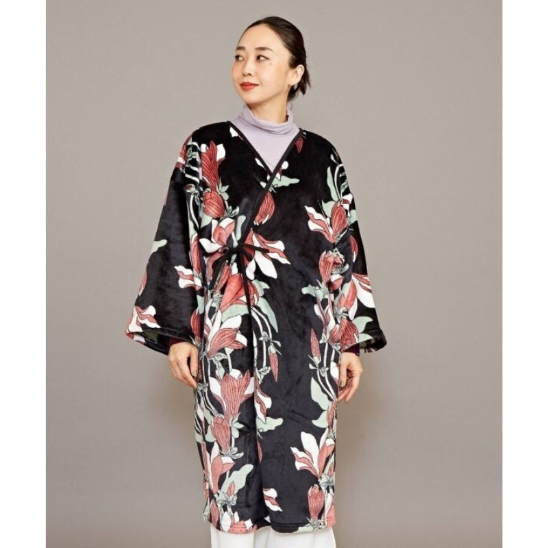 Fleece Kimono Robe - Black
