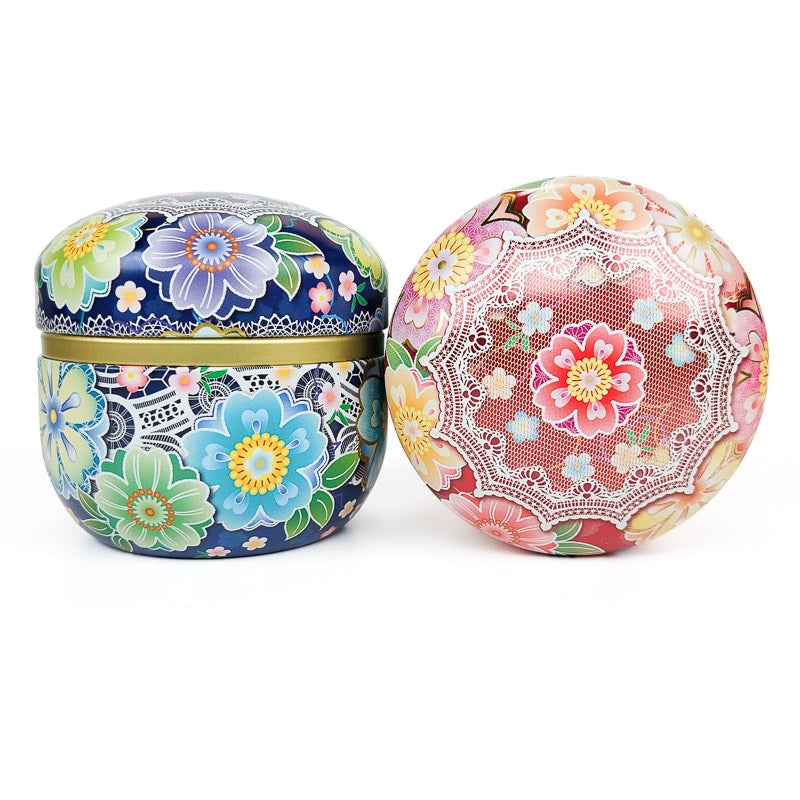Set of 2 Flower Japan Tea Tins