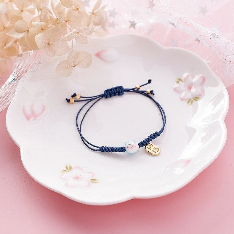 Maneki Neko Bracelet - Koban Blue