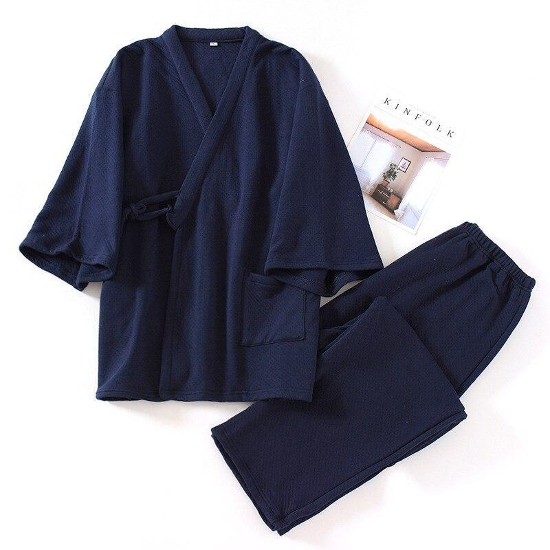 Mens Cotton Jinbei Navy Blue / M