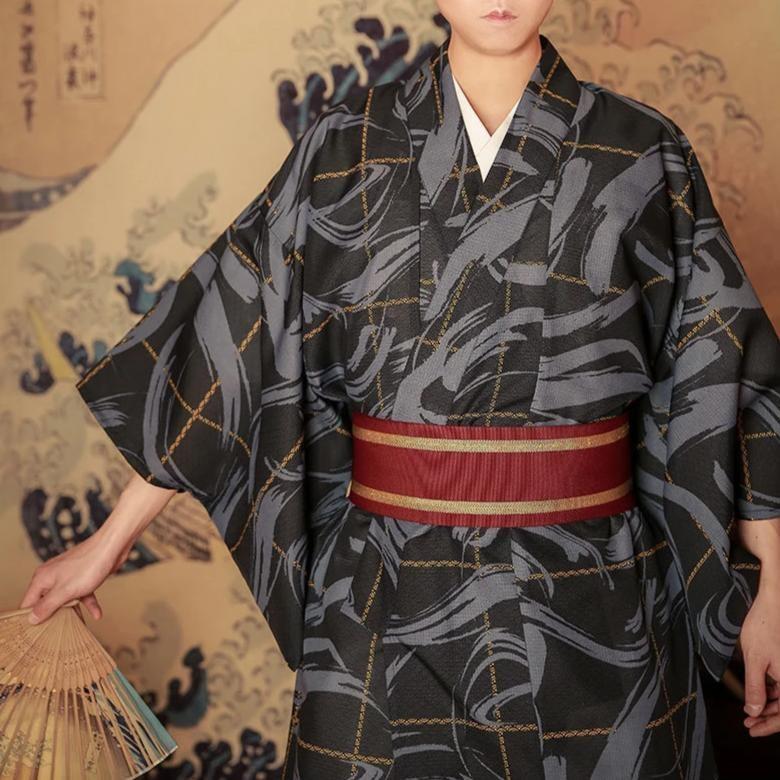 Men’s Japanese Kimono dress In Shodou One Size