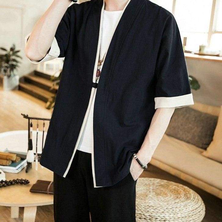 Men’s Japanese Kimono Jacket Black / L