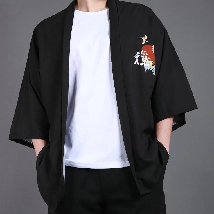 Men’s Japanese Kimono Jacket - Red Sun