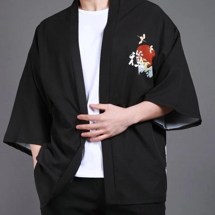 Men’s Japanese Kimono Jacket - Red Sun