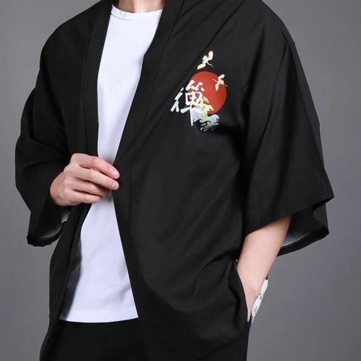 Men’s Japanese Kimono Jacket - Red Sun