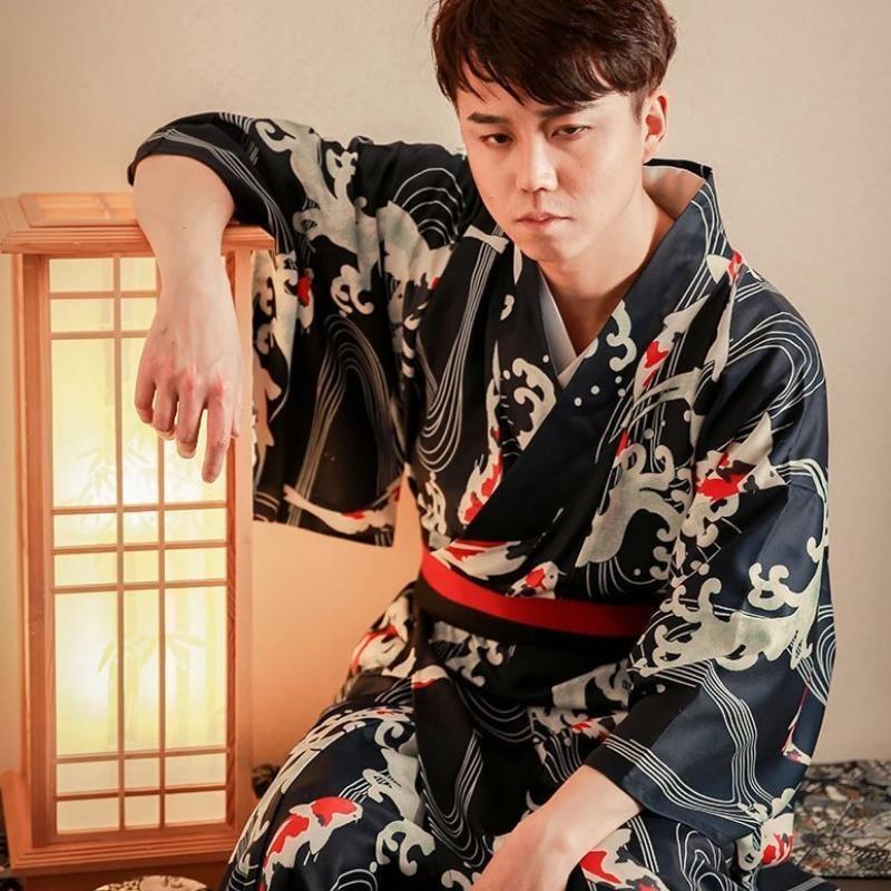 Men's Japanese Traditional Formal Diamond Pattern Kimono 