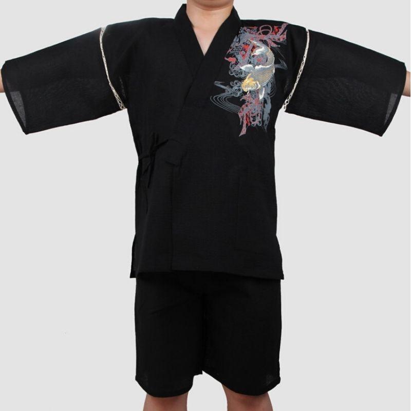 Men’s Jinbei Clothing - Black Koi Carp