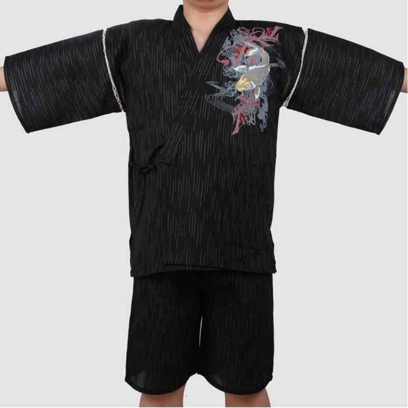 Men’s Jinbei Outfit - Striped Koi Carp