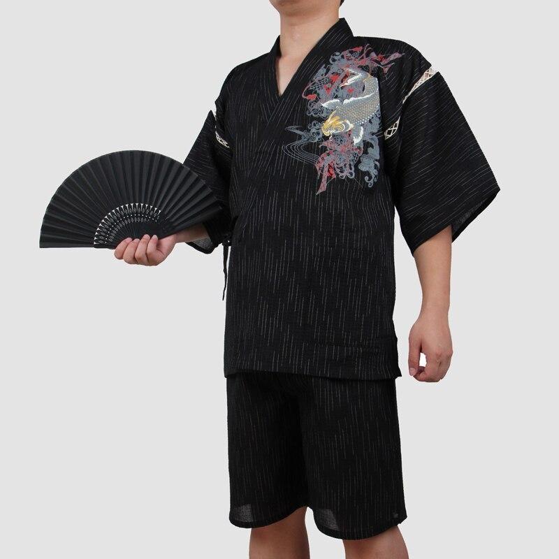Men’s Jinbei Outfit - Striped Koi Carp M